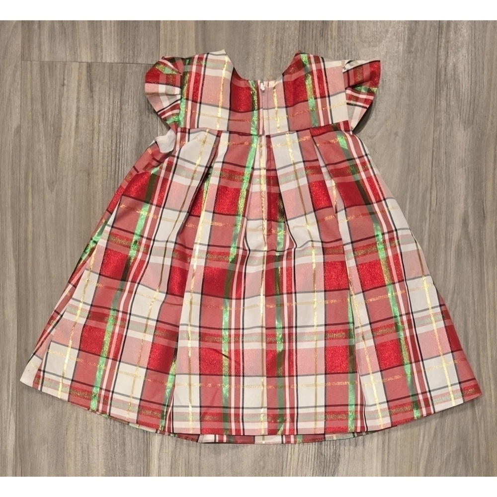Enchanting Bonnie Jean Christmas Dress with Oversized Gold Bow - Size 24 Months - Picture 2 of 4